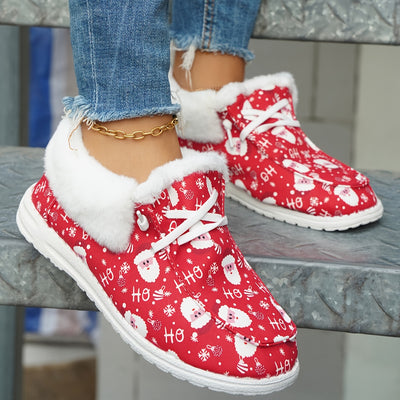 Winter Wonder: Women's Santa Claus Pattern Canvas Shoes - Stylish & Cozy Holiday Footwear