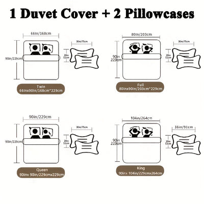 Color Block Pattern Bedding Set, 1pc * Duvet Cover + 2pcs * Pillowcase, Without Pillow Core