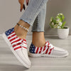 Trendy Star & US Flag Pattern Women's Canvas Shoes - Non-Slip Lace Up Flat Sneakers with Comfortable Loafers