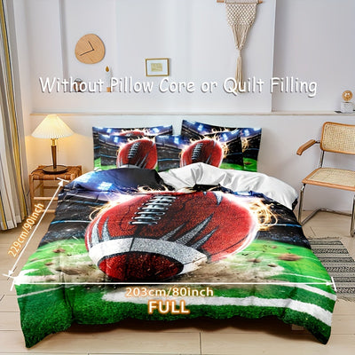 Football Frenzy: 3-Piece Duvet Cover Set for Cozy Bedrooms and Guest Rooms