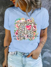 Skeleton Flower and Heart Graphic Tee: Embrace Summer Style with Casual Sports T-Shirts for Women