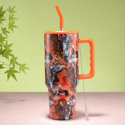 40oz Fantasy Painted Design Stainless Steel Tumbler with Lid and Straw - Perfect for Summer Drinks and Birthday and Halloween Gifts