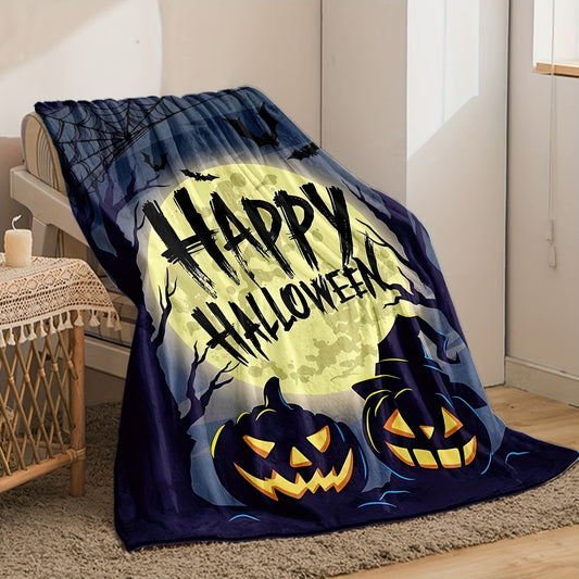 Horror Print Flannel Blanket: Soft Cozy Throw for Travel, Sofa, Bed, and Office - Halloween Holiday Gift Blanket for All Ages