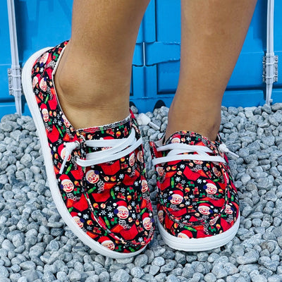 Whimsical and Lightweight: Women's Cartoon Print Slip-On Canvas Shoes - Perfect for Casual Comfort