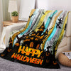 Halloween Elements Blanket: Cozy Up with Dark Castle, Pumpkin, Witch, and Bat Print Flannel Blanket - Perfect for Couch, Sofa, Office, Bed, Camping, and Traveling