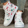 Festive and Stylish: Women's Christmas Print High-Top Canvas Shoes for Casual Comfort