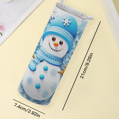 20oz Charming Snowman Pattern Tumbler – Perfect for Car, Home, Office, and Travel