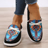 Lightweight Geometric Pattern Canvas Shoes for Women - Non-Slip Low Top Casual Walking Shoes in Black