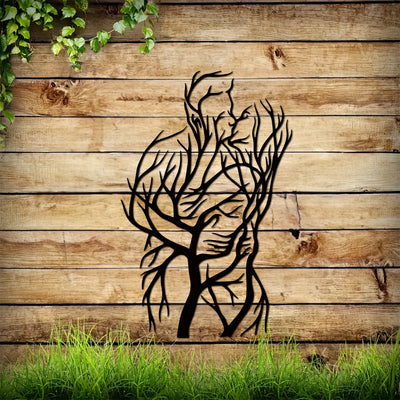 Abstract Metal Tree Art: Man and Woman Wall Decor - A Modern Wall Hanging Tree Wall Sculpture for Artistic Wall Decoration - Perfect Wedding Gift