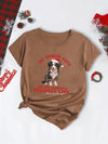 Festive Fun: Plus Size Christmas Casual T-Shirt with Dog Slogan Print