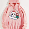 Festive Fun: Christmas Cartoon Pattern Hoodie - Women's Casual Drawstring Hooded Sweatshirt for Winter/Fall