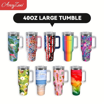 40oz Colorful Pattern Stainless Steel Insulated Water Bottle with Straw - Perfect for Summer Drinks, Outdoor Sports, and Birthday Gifts