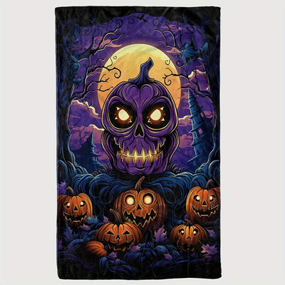 Spook-tacular Pumpkin Print Flannel Blanket: The Perfect Cozy Addition for Halloween Decor and All-Season Comfort