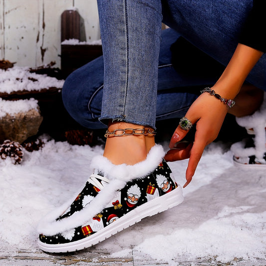 Stay cozy during winter with Santa's Gifted Chic Skate Shoes. Our festive Christmas style flats are designed with comfortable plush and warm lace-ups to make braving the cold weather a breeze. Enjoy stylish protection from the elements this holiday season.