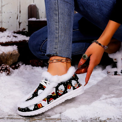 Stay cozy during winter with Santa's Gifted Chic Skate Shoes. Our festive Christmas style flats are designed with comfortable plush and warm lace-ups to make braving the cold weather a breeze. Enjoy stylish protection from the elements this holiday season.