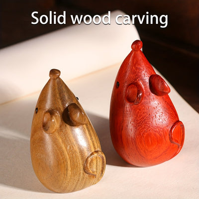 Captivating Green Sandalwood Cat and Mouse Solid Wood Carving: Exquisite Art Piece for Pet Lovers and Wood Art Enthusiasts