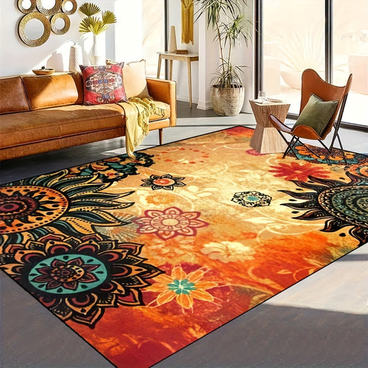 Enliven any room instantly with this beautiful carpet featuring a bold floral print. The non-slip, resistant material is both waterproof and machine-washable, making it easy to keep clean. A perfect choice for both indoor and outdoor decor.