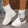Pumpkin Devil Print Sock Boots: Spook-tacular Halloween-themed Slip-Ons for Women!