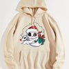 Festive Fun: Christmas Cartoon Pattern Hoodie - Women's Casual Drawstring Hooded Sweatshirt for Winter/Fall