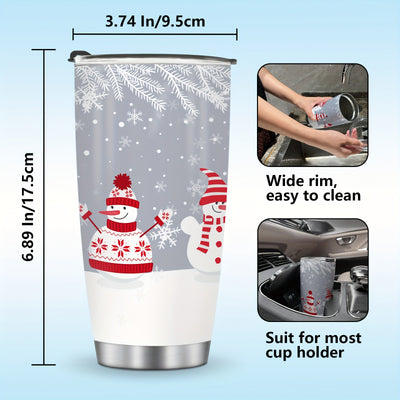 Festive Holiday Joy: 20oz Christmas Snowman Tumbler, Perfect Stainless Steel Travel Mug for Coffee on-the-go, Ideal Christmas Gift for All!