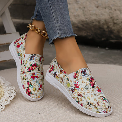 Festive Footwear: Women's Christmas Pattern Canvas Shoes for Lightweight and Comfortable Holiday Style