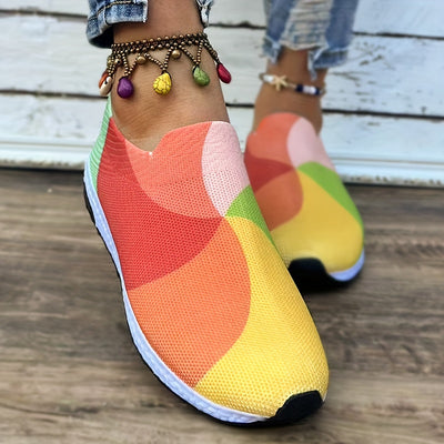 Stylish and Comfortable Women's Colorblock Sock Sneakers: Slip-on Soft Sole Platform Knitted Shoes for a Trendy and Breathable Look