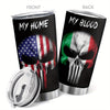 Skull My Home My Blood: America Flag Stainless Steel Travel Tumbler - 20 oz with Lid, Vacuum Insulated Coffee Cup for Cold & Hot Drinks