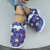 Festive Comfort: Women's Santa Claus Print Canvas Shoes - Christmas Round Toe Slip-On Loafers - Casual Low-Top Flat Sneakers