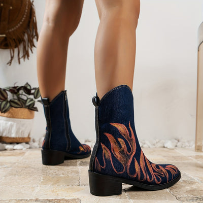 Stylish and Comfortable Women's Printed Chunky Heel Boots: A Perfect Blend of Fashion and Function