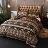 Boho Chic Striped Geometric Bedding Set - Ethnic Traditional Brown 1 Duvet Cover with 2 Pillowcases (No Core)