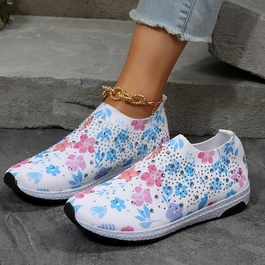 This stylish running shoe for women comes with a shockproof, rhinestone decorated, floral design. Lightweight construction and breathable lining make these shoes perfect for running. High-grade materials support and cushion the foot during intense activities. 