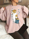 Plus Size Cat Print Casual Sweatshirt: Stylish Comfort for Women