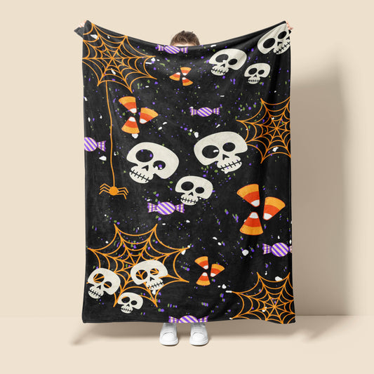 The Skull Candy Spiderweb Flannel Blanket is sure to become a yearly favorite. This cozy blanket is perfect for Halloween decor and makes a great gift for all ages. Styled after the classic skull candy design, it's sure to become an instant classic.