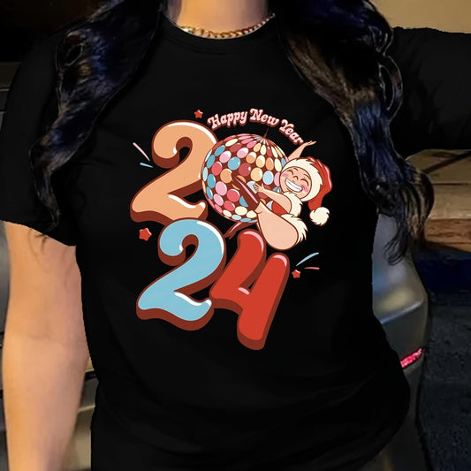 Stay ahead of the fashion game with our 2024 Graphic Print T-Shirt for women. This trendy top boasts a casual yet stylish design, making it a must-have in your wardrobe. Its short sleeves provide comfort while its graphic print adds a touch of personality. Elevate your style with this versatile and fashionable piece.