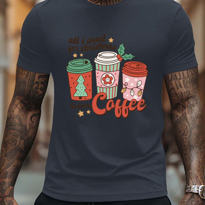 Coffee Letter: Men's Comfy Chic T-Shirt - Graphic Tee for Men's Summer Outdoor Style - Perfect Gift for Coffee-Loving Men!