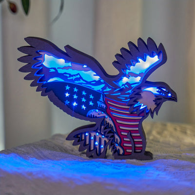 Eagle's Light: A Patriotic Wooden Art Night Light for Home or Office Decor