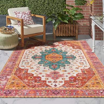 Vintage Boho Foam Area Rug: Oil-Proof Kitchen Rug for Quick-Drying and Absorbency, Ideal for Living Room, Bedroom, Entrance, and More