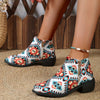 Geometric Elegance: Women's National Style Short Boots with Chunky Low Heel