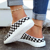 Fashionable Checkerboard Women's Canvas Slip-On Loafers - Lightweight, Comfortable, and Stylish