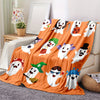 Halloween Cute Ghost Pattern Flannel Throw Blanket: Warm, Cozy, and Spooky for Couch, Bed, and More!