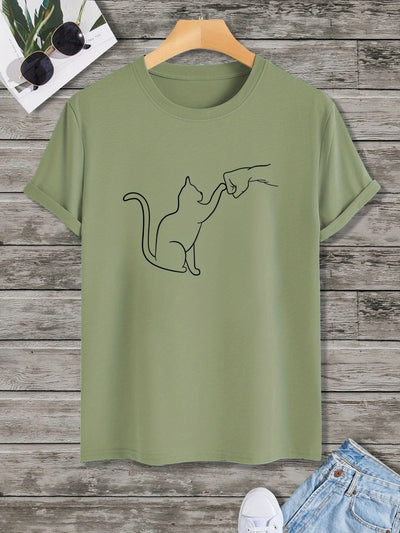 Comfortable and Stylish Men's Cat Round-Neck T-Shirts - Perfect for Casual Summer Attire