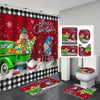 Winter Wonderland: 4-Piece Christmas Gnomes Shower Curtain Set - Festive Bathroom Decor & Waterproof Accessories