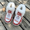 Cozy and Stylish: Christmas Print Plush-Lined Furry Boat Shoes for a Warm and Comfortable Winter