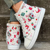 Festive and Stylish: Women's Christmas Print High-Top Canvas Shoes for Casual Comfort