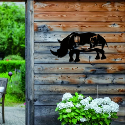 Forest Bison and Rhinoceros Metal Wall Decor: Captivating Wildlife Art for Your Living Room or Bedroom