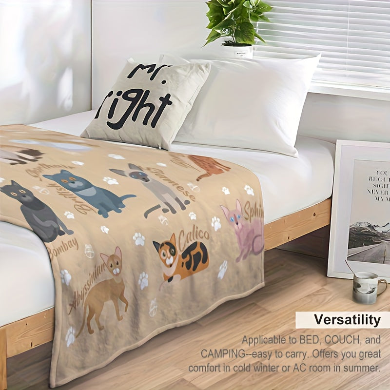 Introducing our Adorable Cartoon Cat Flannel Throw Blanket! Made with cozy material, this blanket is perfect for all seasons and will make a charming addition to any room. Curl up with our cute cartoon cat design and stay warm and comfortable year-round.