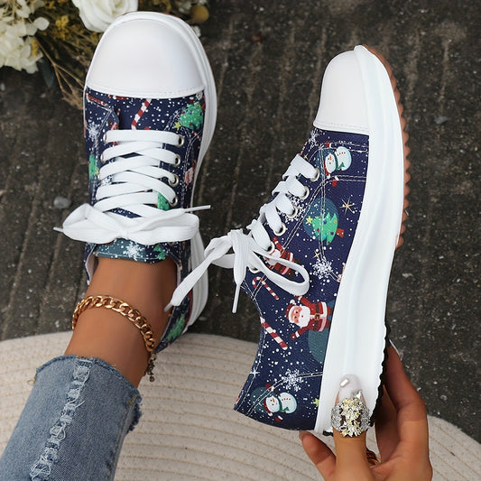 Relax your feet in style this holiday season with Festive Feet Women's Christmas-style Canvas Sneakers. Crafted with lightweight canvas and sturdy rubber soles, these sneakers are designed for maximum comfort and durability while being festive and stylish. Perfect for all your holiday needs.
