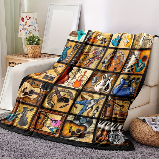 Guitar Pattern Flannel Blanket: A Cozy Multi-Purpose Essential for Music Lovers