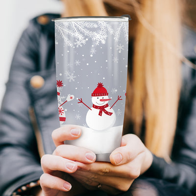 Festive Holiday Joy: 20oz Christmas Snowman Tumbler, Perfect Stainless Steel Travel Mug for Coffee on-the-go, Ideal Christmas Gift for All!