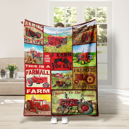 Wrap yourself in warmth and comfort with this Farm & American Agricultural Car Pattern Flannel Blanket. Crafted with super-soft flannel fabric, it's sure to keep you cozy whether at home, at the office, or on the go. Plus, it's machine washable for easy care. Enjoy warmth and comfort year-round with this flannel blanket.